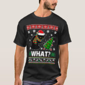 Black Cat What Pushing Tree Over Ugly Christmas Sw T-shirt (Voorkant)