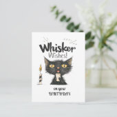 Black Cat Whisker Wensen op je verjaardag Briefkaart (Staand voorkant)