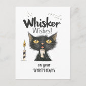 Black Cat Whisker Wensen op je verjaardag Briefkaart (Voorkant)