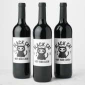 Black cat wijn etiket (Flessen)