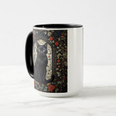 Black Cat William Morris Geïnspireerd Mok (Voorkant links)