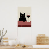 Black Cat Wine Lover Funny Poster (Keuken)