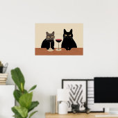 Black Cat Wine Lover  Poster (Thuiskantoor)