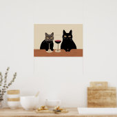 Black Cat Wine Lover  Poster (Keuken)