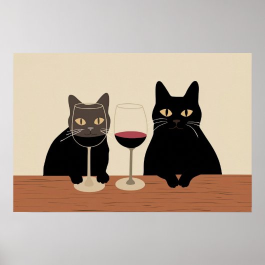 Black Cat Wine Lover  Poster (Voorkant)