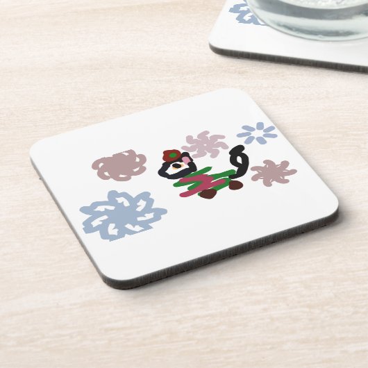 Black cat winter  bier onderzetter (Linkerzijde)