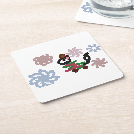 Black cat winter kartonnen onderzetters (Schuin)