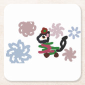 Black cat winter kartonnen onderzetters (Voorkant)