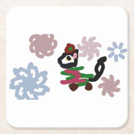 Black cat winter  kartonnen onderzetters