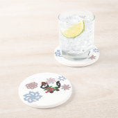 Black cat winter  zandsteen onderzetter (Zijkant)