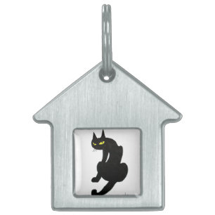 BLACK CAT wit Huisdieren Naamplaatje