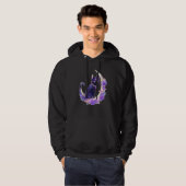 Black Cat Witch Crescent Moon Witchy Crystal Paste Hoodie (Voorkant volledig)