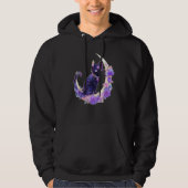 Black Cat Witch Crescent Moon Witchy Crystal Paste Hoodie (Voorkant)