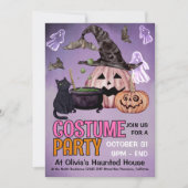 Black Cat Witch Ghost Halloween Costume Party  Kaart (Voorkant)