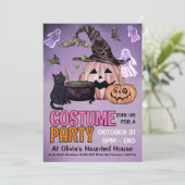 Black Cat Witch Ghost Halloween Costume Party  Kaart (Staand voorkant)