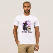 Black Cat Witch Halloween T-shirt (Voorkant volledig)
