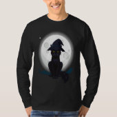 Black Cat Witch Hat Costume T-shirt (Voorkant)