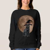 Black Cat Witch Hat Moon Halloween Scary and Fun C Trui (Voorkant)