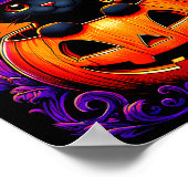 Black Cat Witch Hat Pumpkin Funny Halloween Men Wo Poster (Hoek)