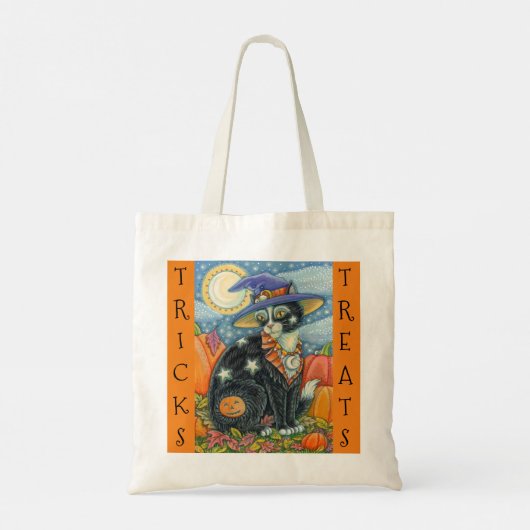 BLACK CAT WITCH & MOUSE HALLOWEEN TRICK OR TREAT TOTE BAG (Achterkant)