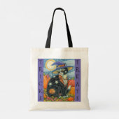BLACK CAT WITCH & MOUSE HALLOWEEN TRICK OR TREAT TOTE BAG (Achterkant)