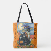 BLACK CAT WITCH & MOUSE HALLOWEEN TRICK OR TREAT TOTE BAG (Achterkant)