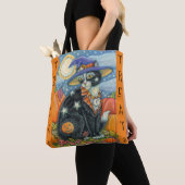 BLACK CAT WITCH & MOUSE HALLOWEEN TRICK OR TREAT TOTE BAG (Dichtbij)