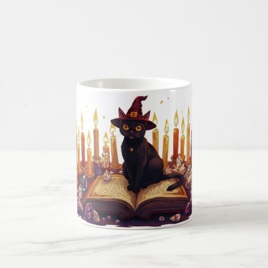 Black Cat Witch Mug | Magical Halloween Coffee Cup Koffiemok (Center)