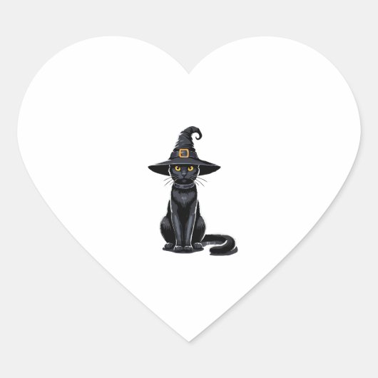 Black Cat Witch Pet Halloween Mannen Vrouwen Ki Hart Sticker (Voorkant)