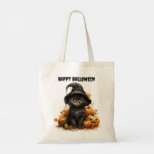 Black Cat Witch Pet Kinder Halloween Trick or trea Tote Bag (Achterkant)