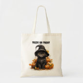 Black Cat Witch Pet Kinder Halloween Trick or trea Tote Bag (Voorkant)