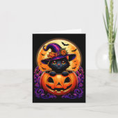 Black Cat Witch Pet Pompoen Grappige Halloween Man Kaart (Voorkant)