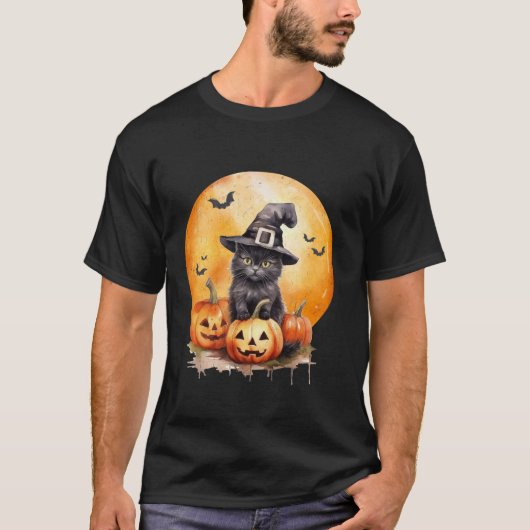Black Cat Witch Pet Pompoen voor Vrouwen Kinder Me T-shirt (Voorkant)