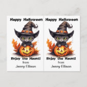 Black Cat Witch Pet School Party Halloween Kaart (Voorkant)