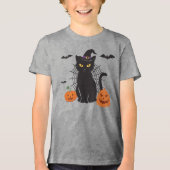 Black Cat Witch Pet Tri-Blend Shirt (Voorkant)