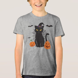 Black Cat Witch Pet Tri-Blend Shirt
