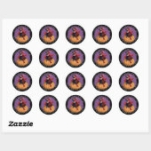 Black Cat Witch retouradres  Halloween Ronde Sticker (Vel)