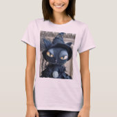 Black Cat Witch T-Shirt (Voorkant)