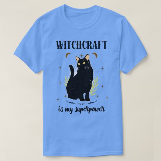 Black Cat Witch Wiccan Plezier T-shirt (Design voorkant)