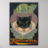 Black Cat Witch Witch Hour Full Moon Poster (Voorkant)