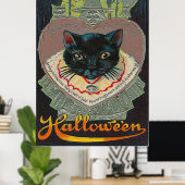 Black Cat Witch Witch Hour Full Moon Poster (Thuiskantoor)