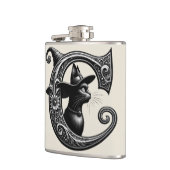 Black Cat Witch Witchy Letter C Custom Initiaal Heupfles (Links)