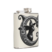 Black Cat Witch Witchy Letter C Custom Initiaal Heupfles (Rechts)