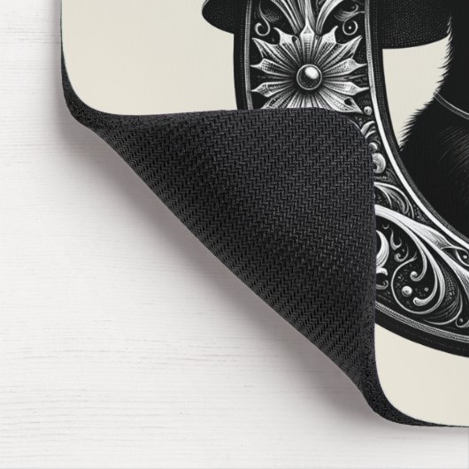 Black Cat Witch Witchy Letter C Custom Initiaal Muismat (Hoek)