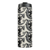 Black Cat Witch Witchy Letter C Custom Initiaal Thermosbeker (Voorkant)