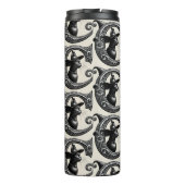 Black Cat Witch Witchy Letter C Custom Initiaal Thermosbeker (Achterkant)