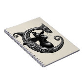 Black Cat Witch Witchy Letter C magische spreuk Notitieboek (Rechterzijde)