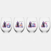 Black Cat Witches Brew: Set van 4 Wijnglas Zonder Voet (Voorkant)