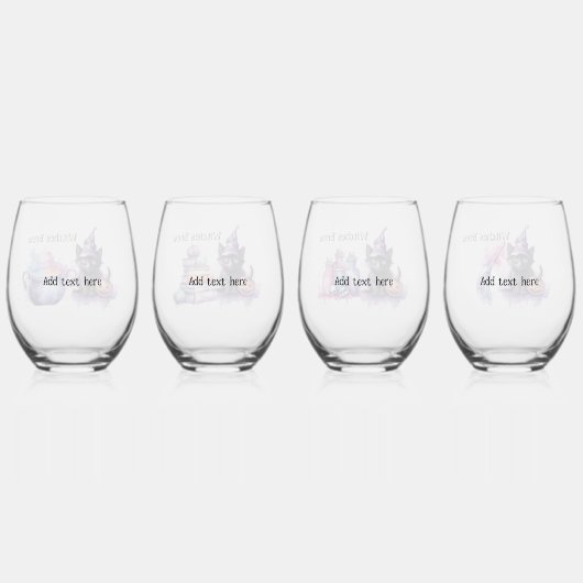 Black Cat Witches Brew: Set van 4 Wijnglas Zonder Voet (Achterkant)