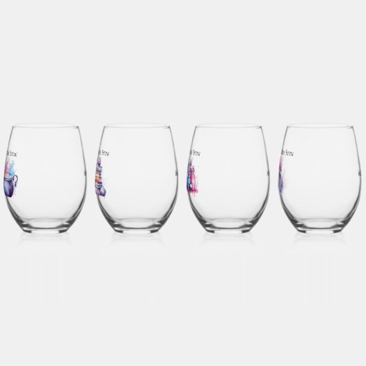 Black Cat Witches Brew: Set van 4 Wijnglas Zonder Voet (Links)